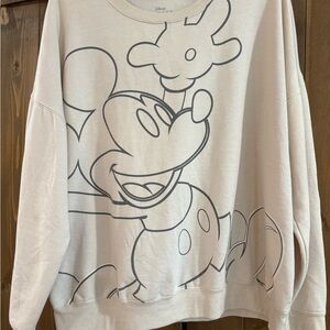 Disney Beige Mickey Mouse Outline Sweatshirt
